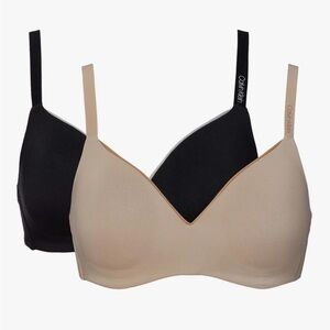 Calvin Klein Women's 2-Pack Microfiber Wireless Bra black Nude S M L